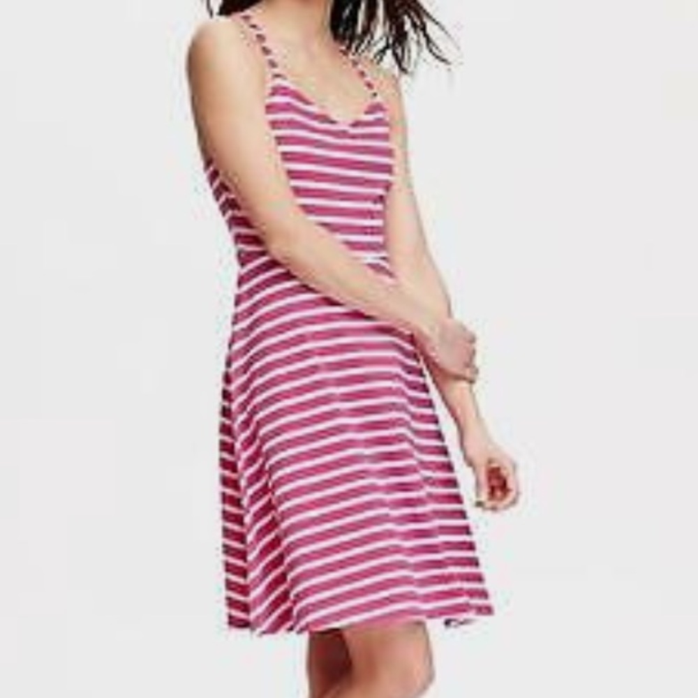 NWT OLD NAVY Pink White [ TALL ] Striped Dress MED TALL - Picture 2 of 10